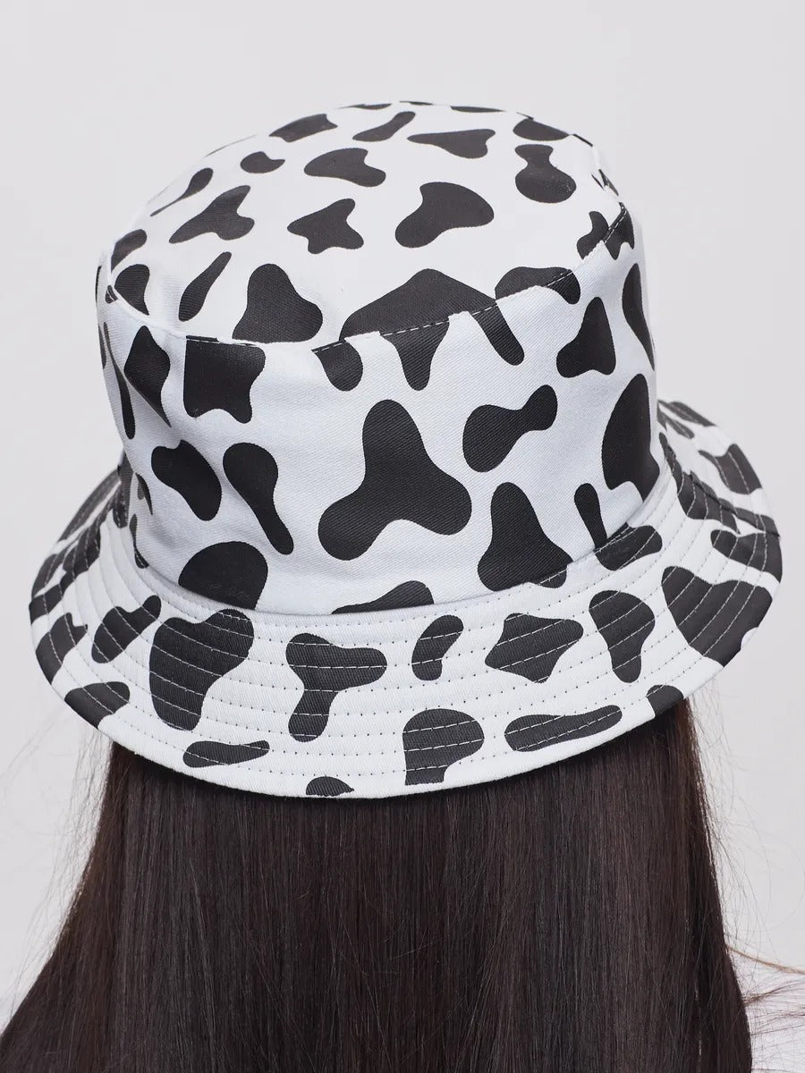 Bob vache réversible, chapeau été, protection UV, imprimé tendance, style unique, modèle Cowa - Bob - Noir