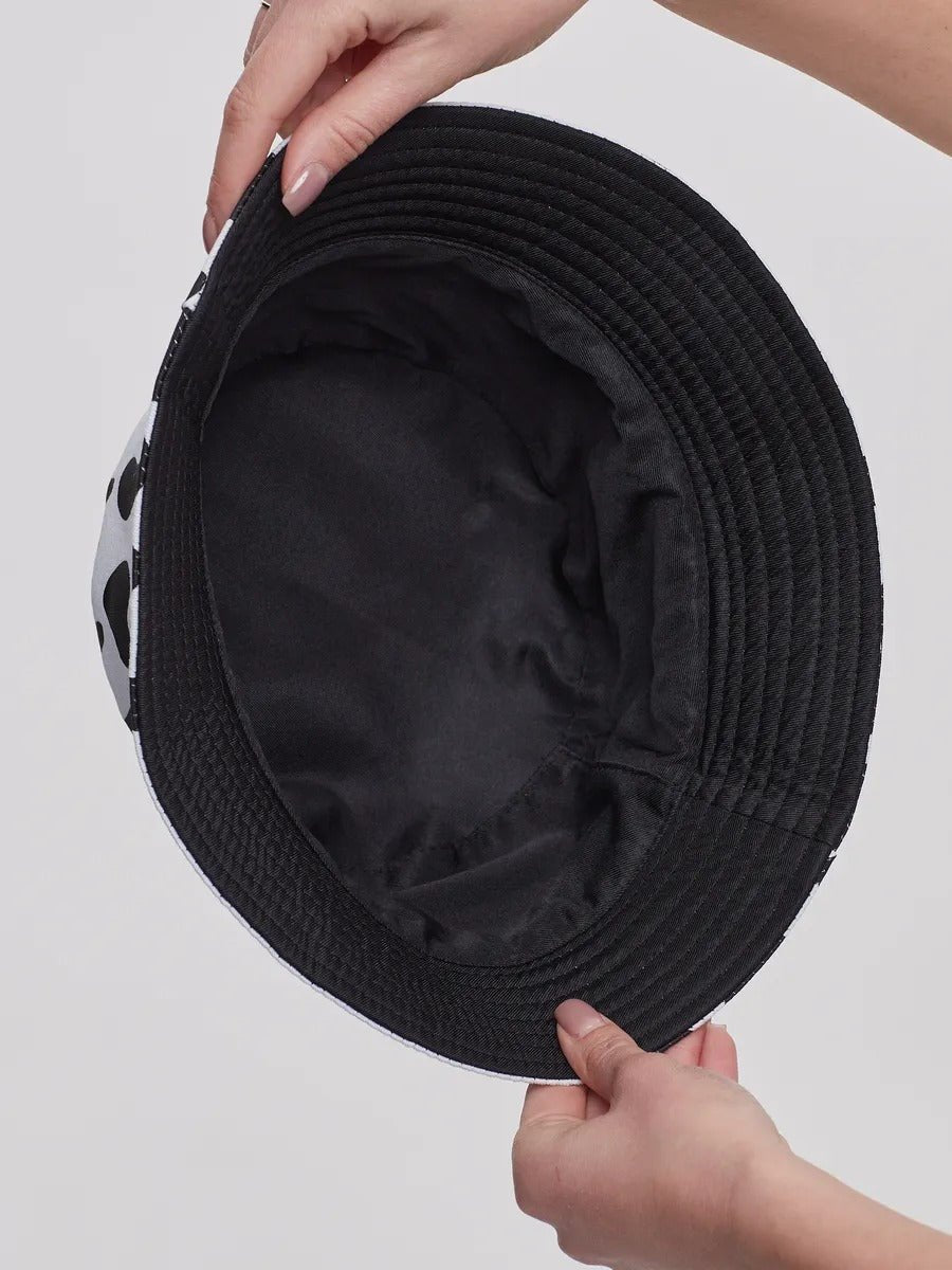 Bob vache réversible, chapeau été, protection UV, imprimé tendance, style unique, modèle Cowa - Bob - Noir