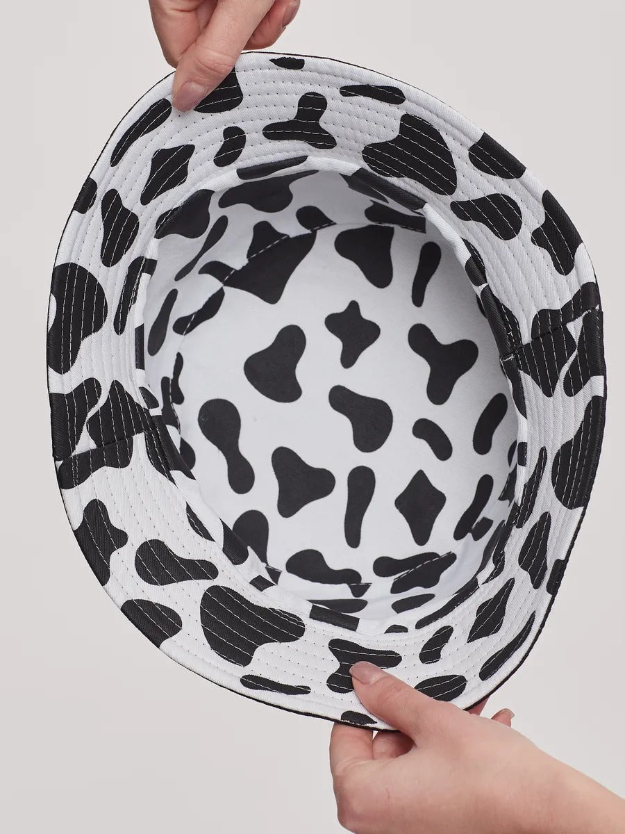 Bob vache réversible, chapeau été, protection UV, imprimé tendance, style unique, modèle Cowa - Bob - Noir