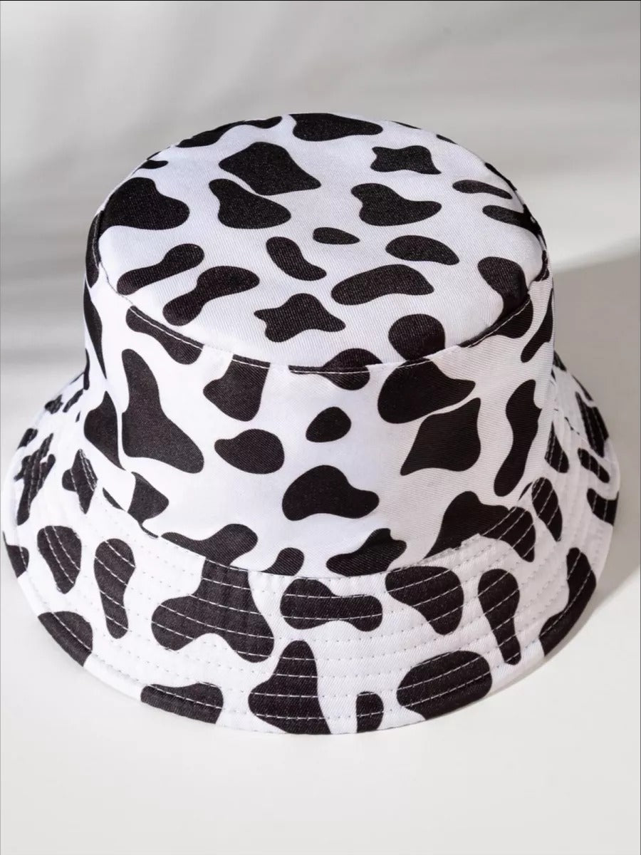 Bob vache réversible, chapeau été, protection UV, imprimé tendance, style unique, modèle Cowa - Bob - Noir