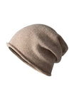 Bonnet 100% laine, hiver chaud, mixte, bonnet tombant uni, tricoté et doux, modèle Yuns - Bonnets - Beige