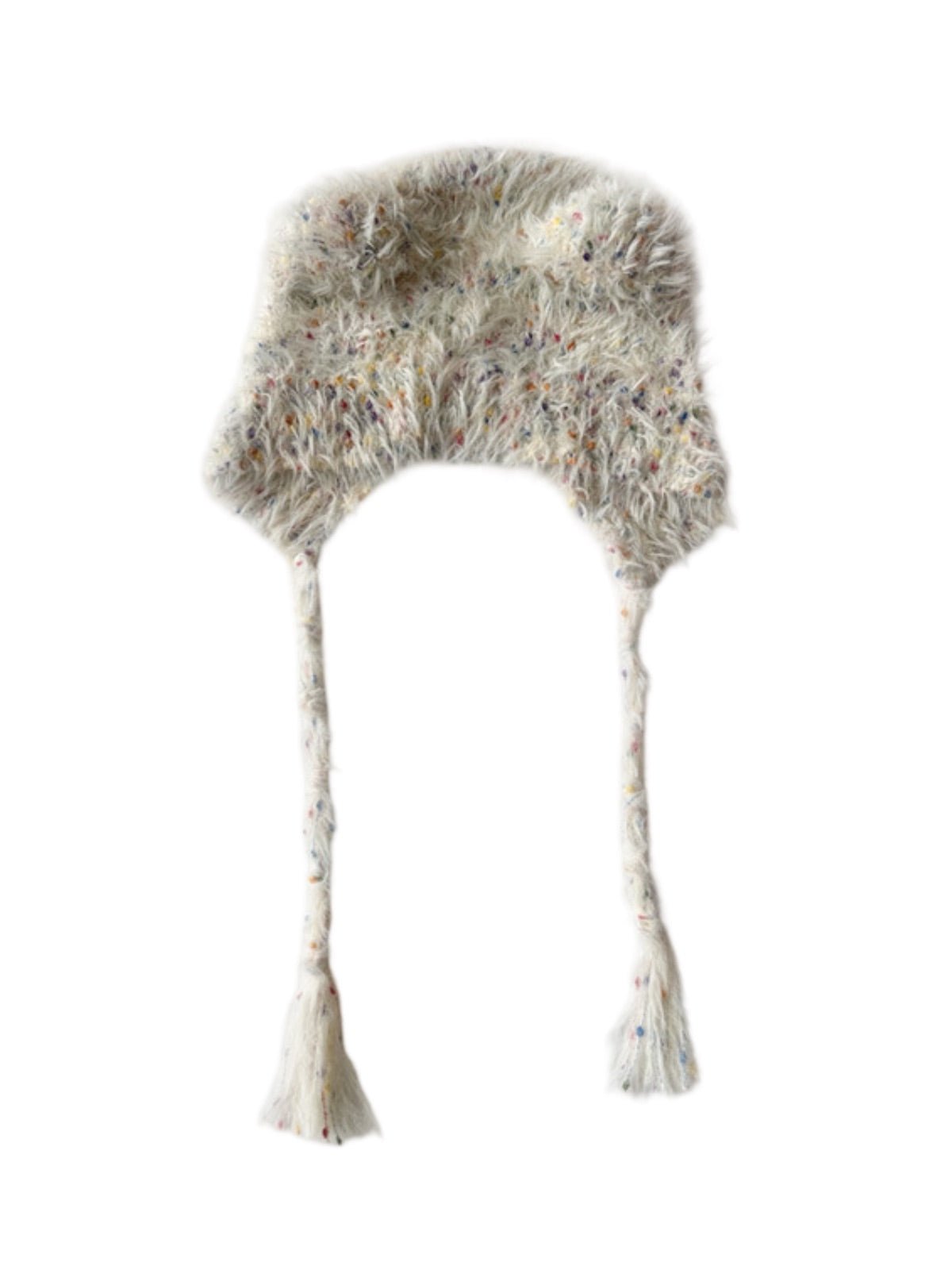 Bonnet d'hiver chaud, accessoire ourson en maille, style doux à pompons, couvre - oreilles fantaisie, bonnet à liens tressés, toucher duveteux, modèle Kogra - Bonnets - Gris