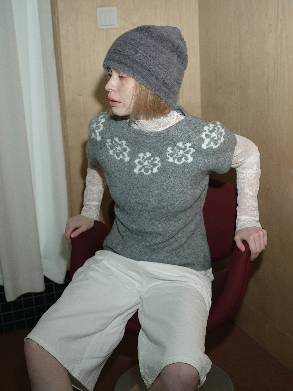 Bonnet d'hiver en nylon duveteux, bonnet doux femme, bonnet maille dégradé, bonnet chaud sans couture, bonnet style vintage, modèle Zaza - Bonnets - Gris