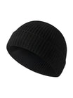 Bonnet docker côtelé, court unisexe, chaud pour l'hiver, bonnet à revers, maille fine, modèle Jino - Bonnets - Noir
