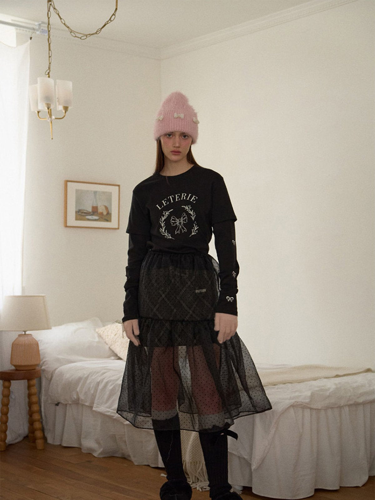 Bonnet doux en tricot, perles fantaisie, effet duveteux, style streetwear, hiver chaud, coupe arrondie, sans visière, accessoire mode fille, modèle Fenzie - Bonnets - Rose