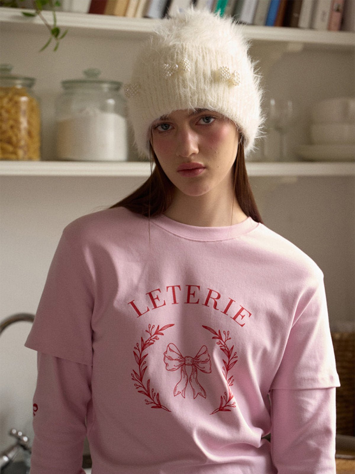 Bonnet doux en tricot, perles fantaisie, effet duveteux, style streetwear, hiver chaud, coupe arrondie, sans visière, accessoire mode fille, modèle Fenzie - Bonnets - Blanc