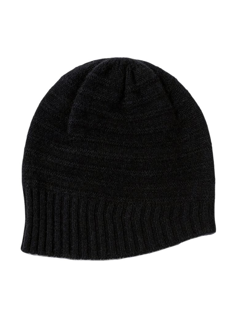Bonnet en cachemire unisexe, tricoté souple, hiver doux et chaud, style simple, coupe ronde, sans visière, modèle Enor - Bonnets - Noir