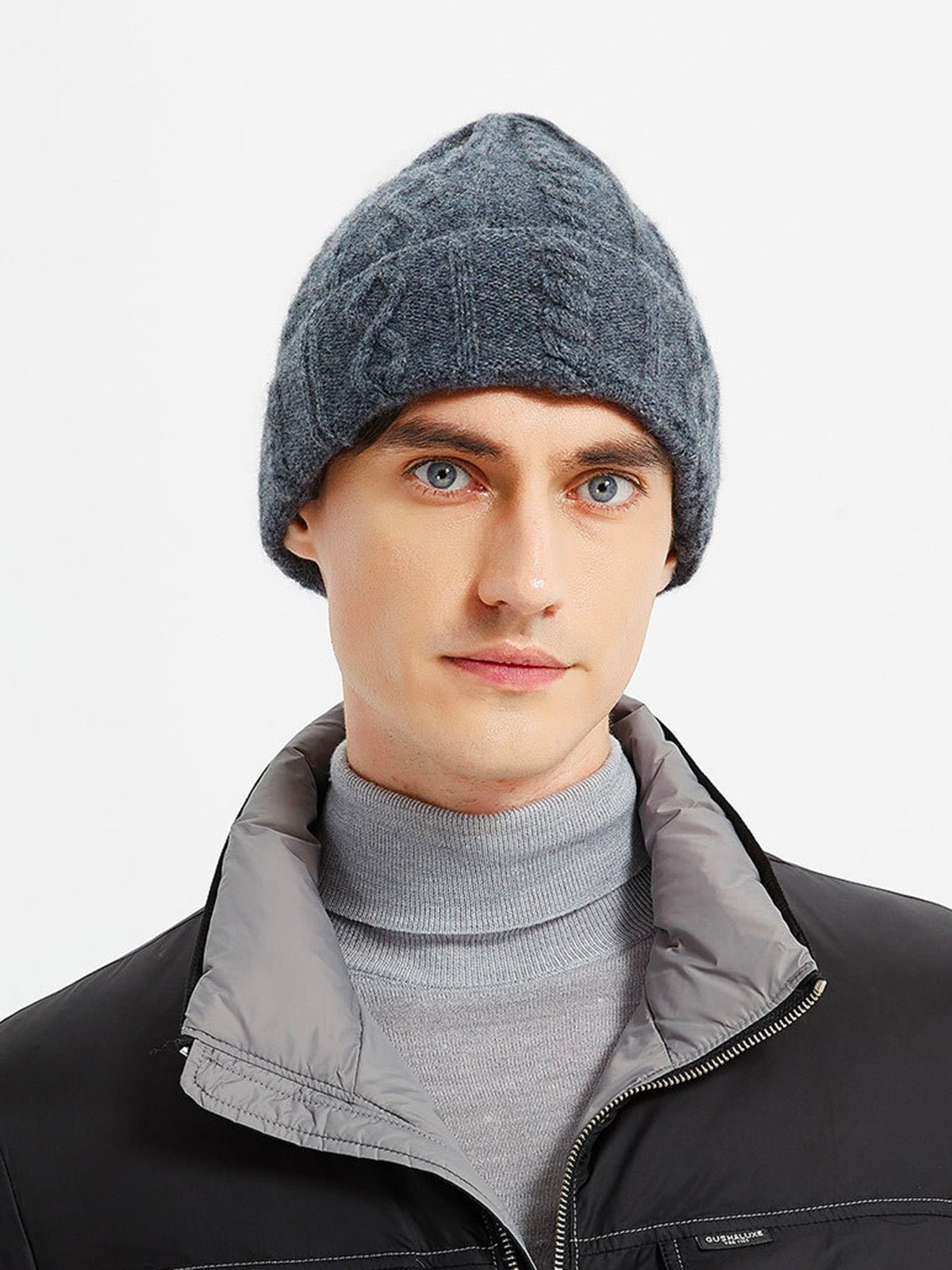 Bonnet en laine homme et femme, tricot torsadé, chaud hiver, maille épaisse, doux confort, style minimaliste, modèle Zola - Bonnets - Gris