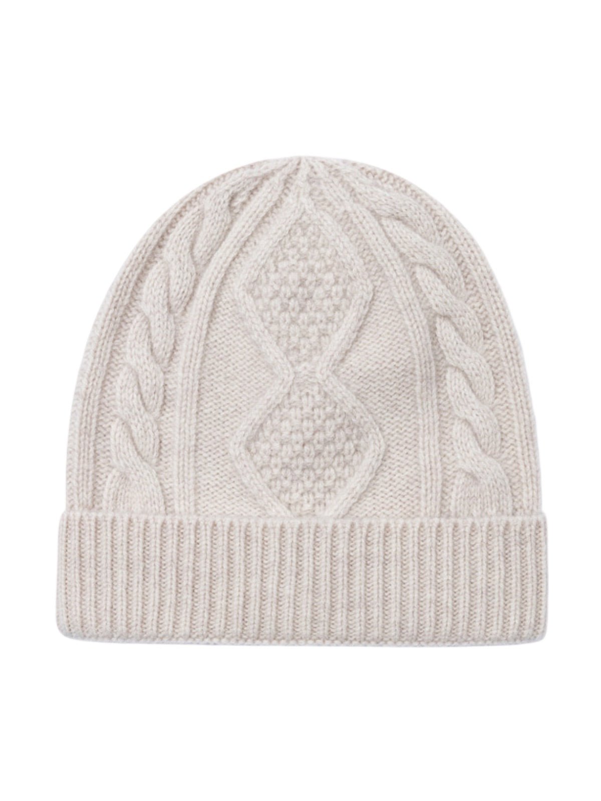 Bonnet en laine mérinos mixte, tricot torsadé chaud, maille hiver, doux et extensible, bonnet streetwear, modèle Caméro - Bonnets - Blanc cassé