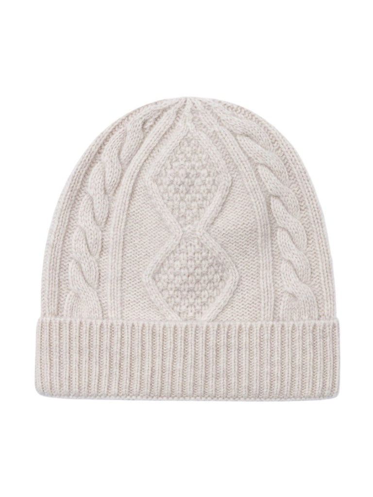 Bonnet en laine mérinos mixte, tricot torsadé chaud, maille hiver, doux et extensible, bonnet streetwear, modèle Caméro - Bonnets - Blanc cassé