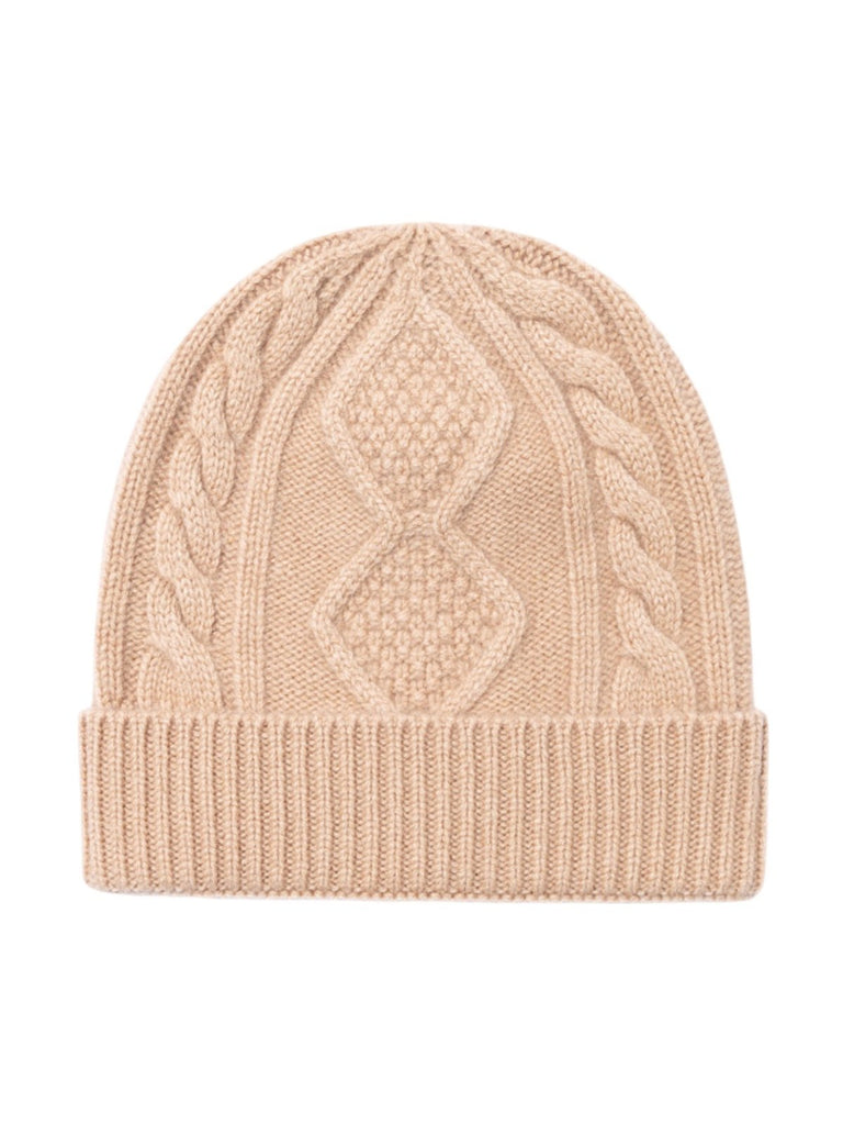 Bonnet en laine mérinos mixte, tricot torsadé chaud, maille hiver, doux et extensible, bonnet streetwear, modèle Caméro - Bonnets - Beige