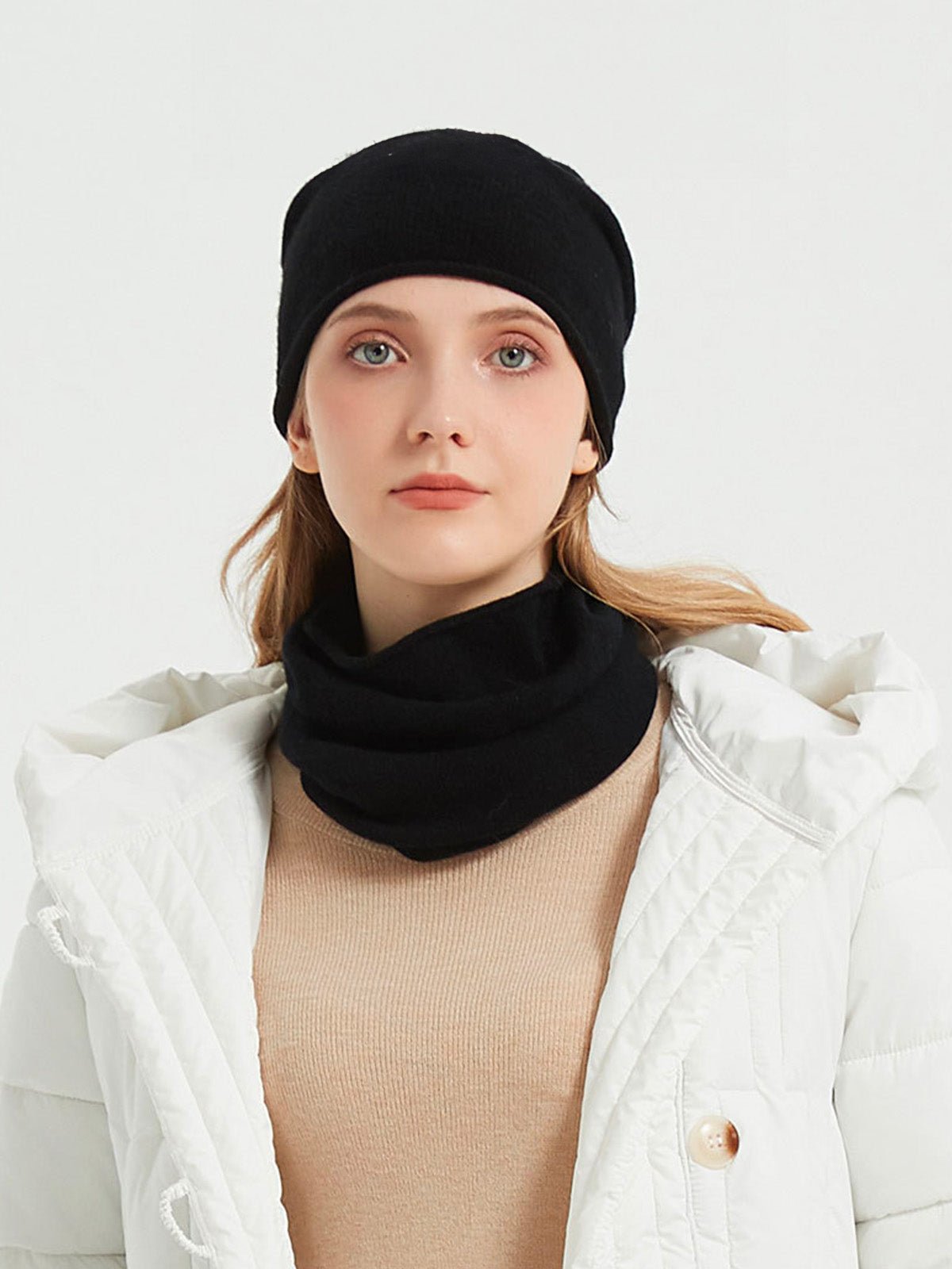Bonnet en laine mérinos, tricot sans couture, unisexe, doux et chaud, bonnet extensible hiver, léger et compact, modèle Jay - Bonnets - Noir
