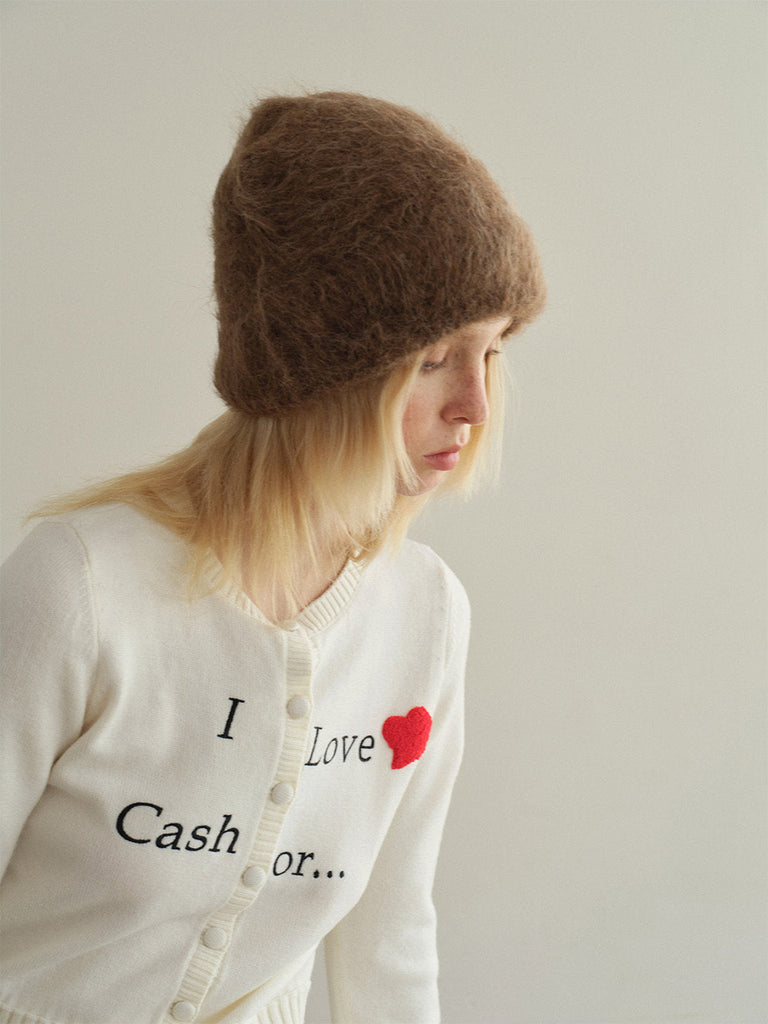 Bonnet en laine mohair d'alpaga duveteux, toucher doux et chaud, look épuré et moderne, couleur unie ou contrastée, parfait pour l’hiver, modèle Skia - Bonnets - Marron