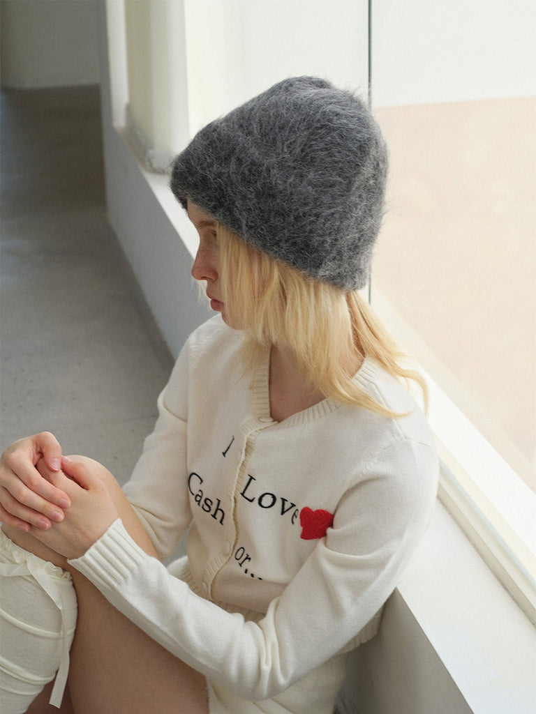 Bonnet en laine mohair d'alpaga duveteux, toucher doux et chaud, look épuré et moderne, couleur unie ou contrastée, parfait pour l’hiver, modèle Skia - Bonnets - Gris foncé