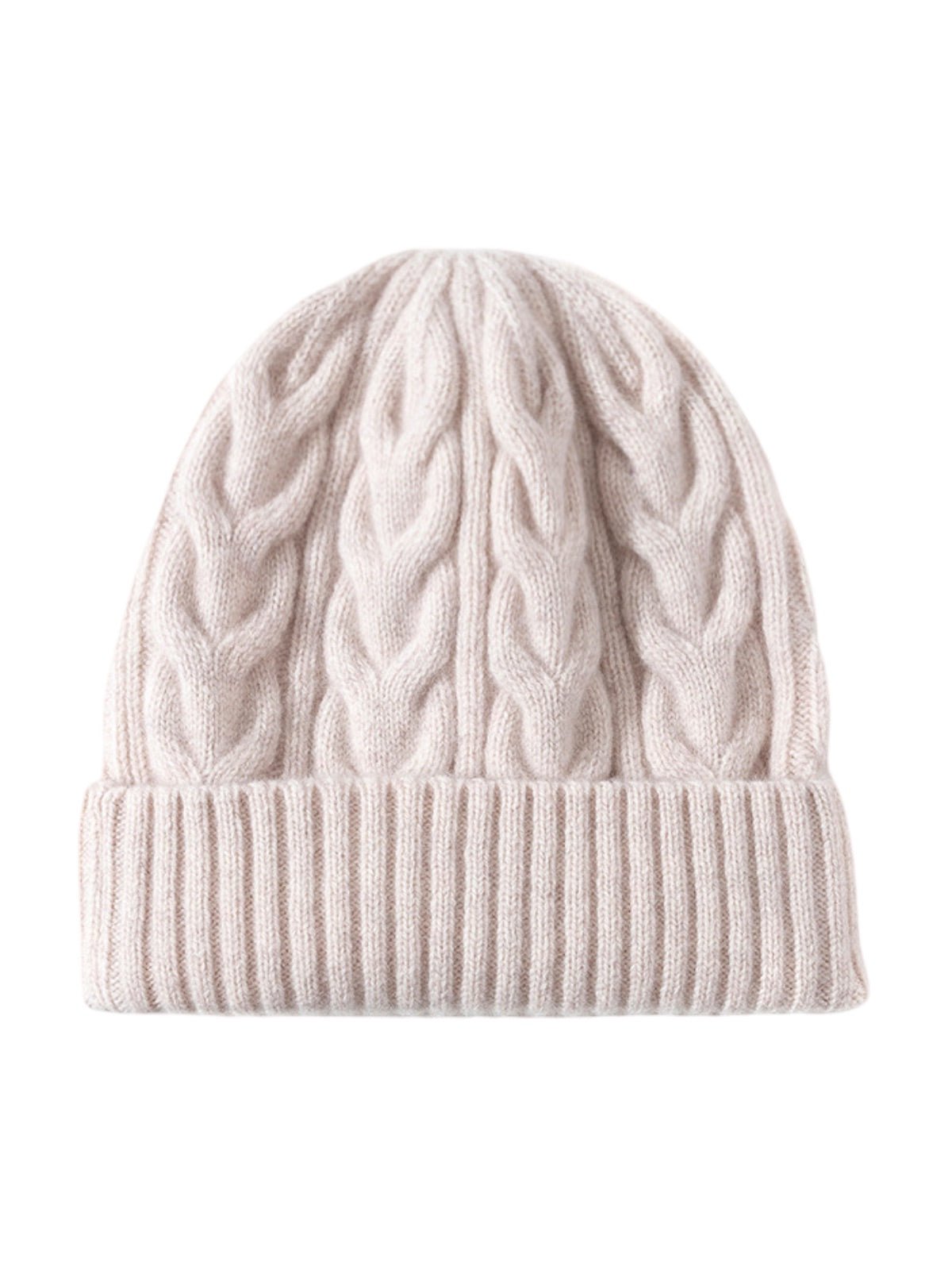Bonnet en laine torsadé, hiver chaud, mixte, tricot extensible, bonnet doux 100% laine, modèle Beanie - Bonnets - Blanc