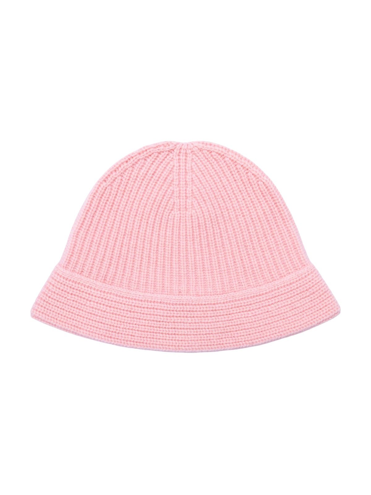 Bonnet en pur laine pour femme, forme cloche moderne, maille côtelée chaude, style casual chic, hiver doux et confortable, style bob, modèle Alix - Bonnets - Rose