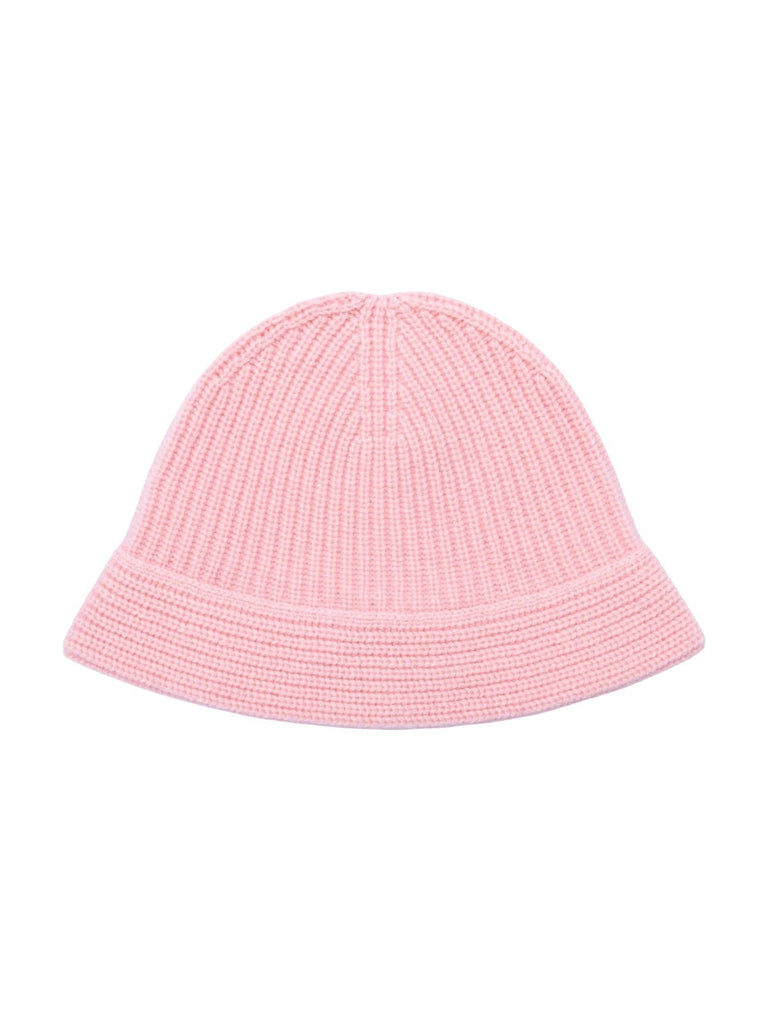 Bonnet en pur laine pour femme, forme cloche moderne, maille côtelée chaude, style casual chic, hiver doux et confortable, style bob, modèle Alix - Bonnets - Rose