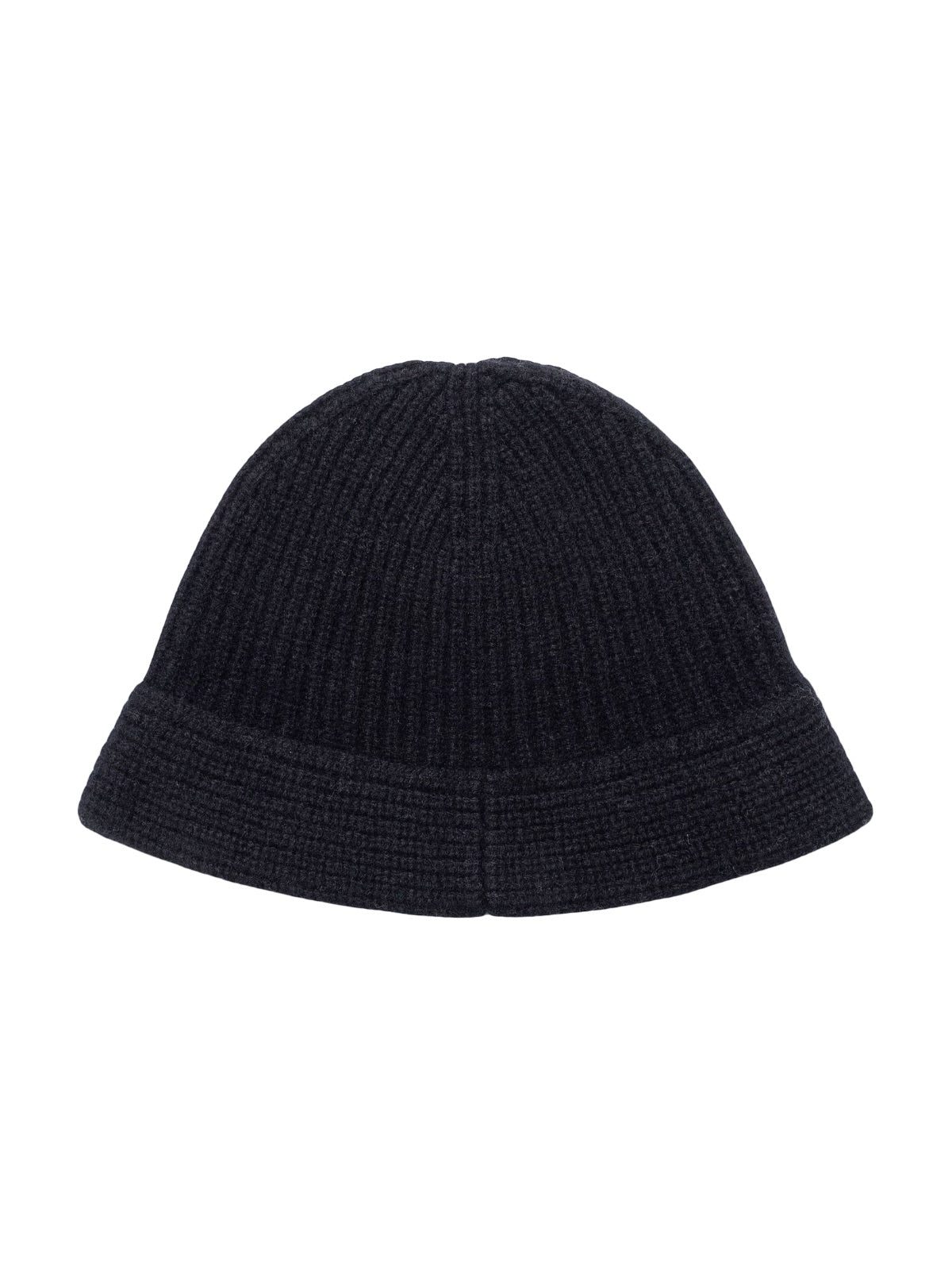 Bonnet en pur laine pour femme, forme cloche moderne, maille côtelée chaude, style casual chic, hiver doux et confortable, style bob, modèle Alix - Bonnets - Noir