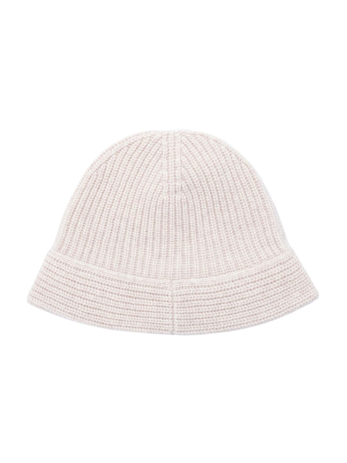 Bonnet en pur laine pour femme, forme cloche moderne, maille côtelée chaude, style casual chic, hiver doux et confortable, style bob, modèle Alix - Bonnets - Blanc cassé