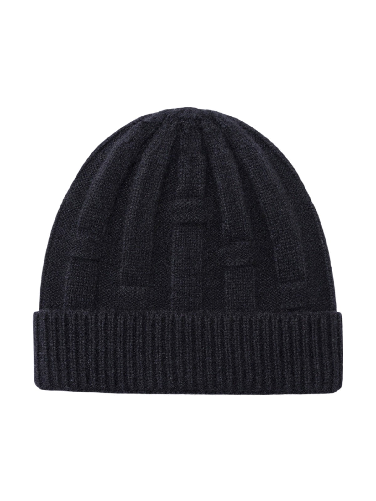 Bonnet en pure laine homme et femme, maille épaisse chaude, design géométrique, toucher doux, bonnet extensible hiver, coupe ajustée confort, modèle Dane - Bonnets - Noir