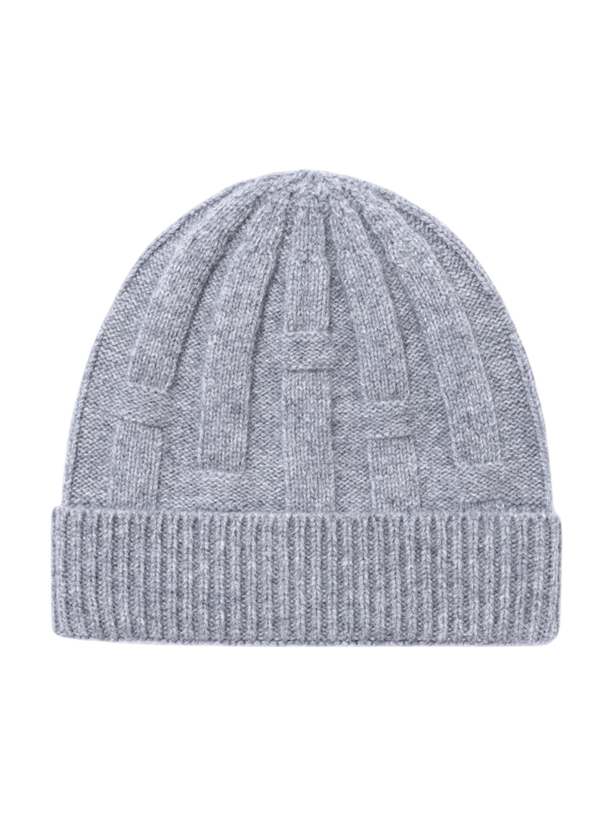 Bonnet en pure laine homme et femme, maille épaisse chaude, design géométrique, toucher doux, bonnet extensible hiver, coupe ajustée confort, modèle Dane - Bonnets - Gris clair