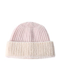 Bonnet en pure laine, tricot côtelé, doublure chaude, pour femme, hiver, style moderne, fluffy, modèle Ambre - Bonnets - Rose