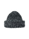 Bonnet femme hiver, accessoire chaud laine bouclée, texture bouclée gris foncé, coupe moderne sans rebord, style street minimal, modèle Nawie - Bonnets - Gris