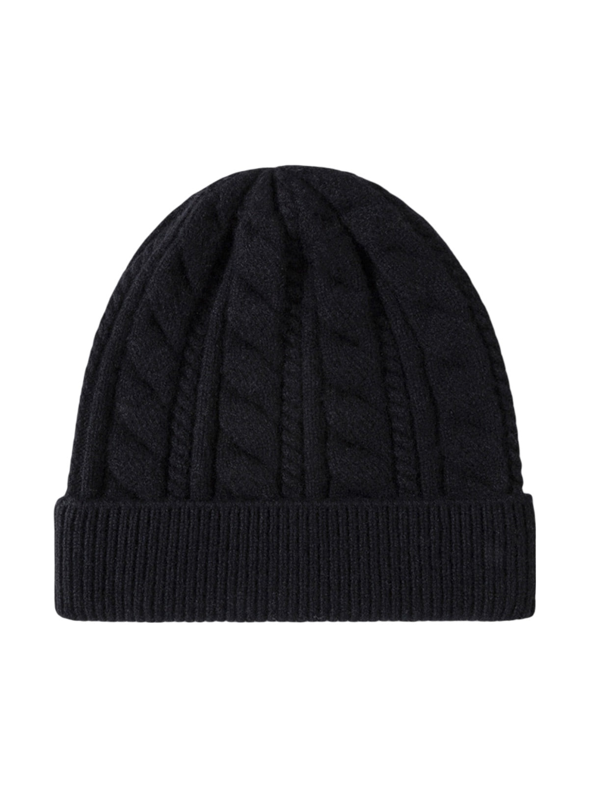 Bonnet femme hiver en pure laine, tricot torsadé, coupe chaude, style minimal, mode urbaine, modèle Ulia - Bonnets - Noir