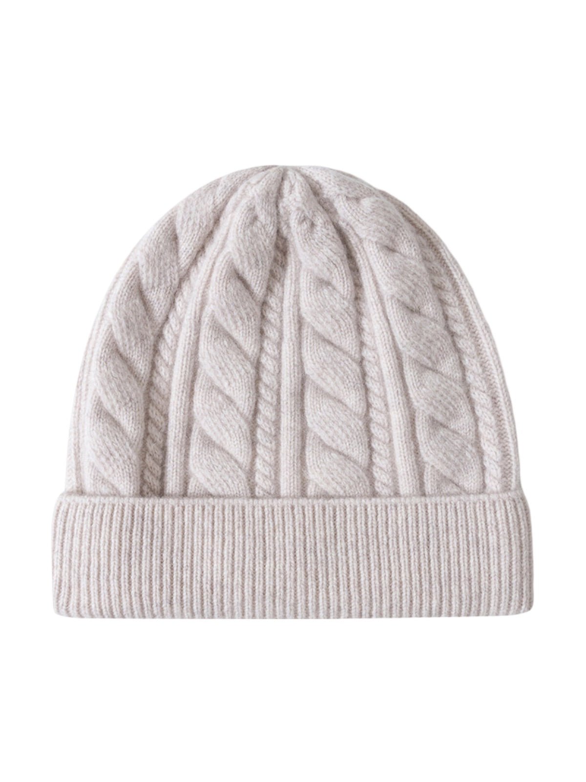 Bonnet femme hiver en pure laine, tricot torsadé, coupe chaude, style minimal, mode urbaine, modèle Ulia - Bonnets - Blanc cassé