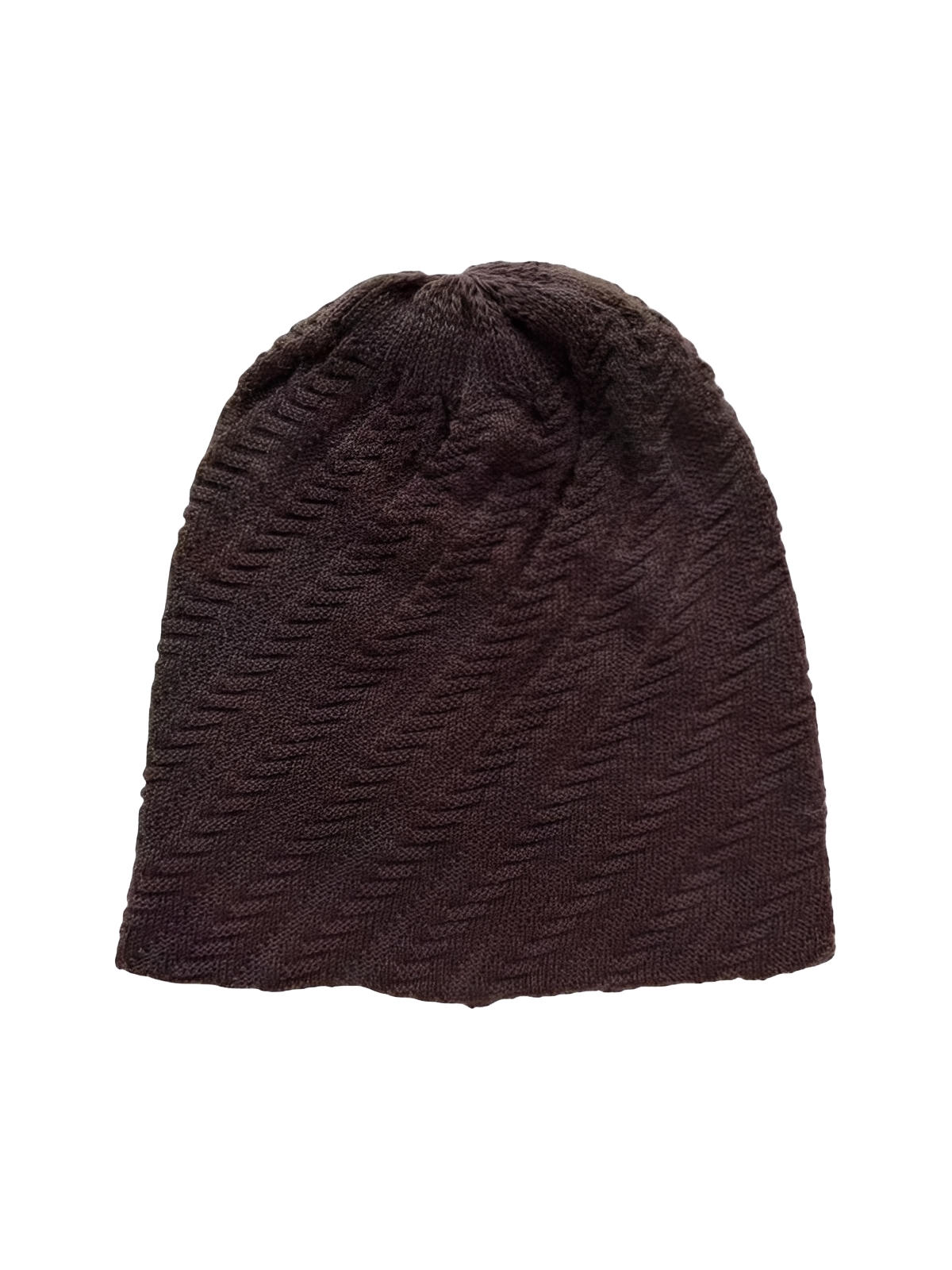 Bonnet tricoté chaud, design côtelé unisexe, coupe ample confortable, style streetwear hivernal, bonnet coton acrylique doux, bonnet sans bord structuré oversize, modèle Ova - Bonnets - Marron