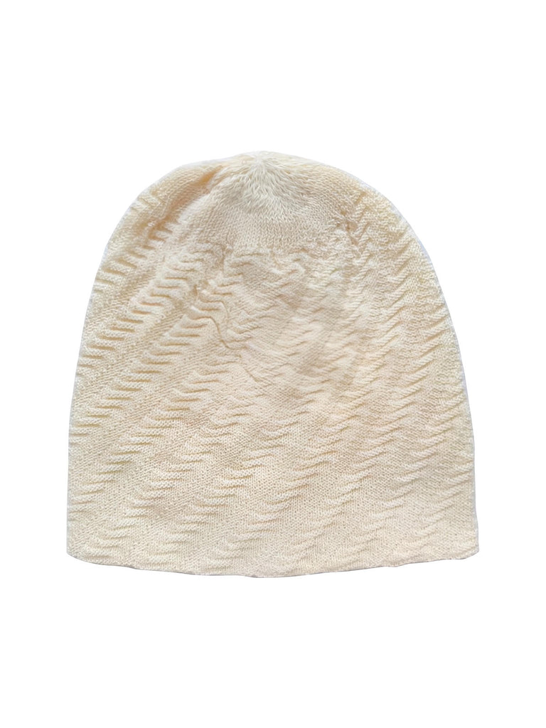 Bonnet tricoté chaud, design côtelé unisexe, coupe ample confortable, style streetwear hivernal, bonnet coton acrylique doux, bonnet sans bord structuré oversize, modèle Ova - Bonnets - Blanc