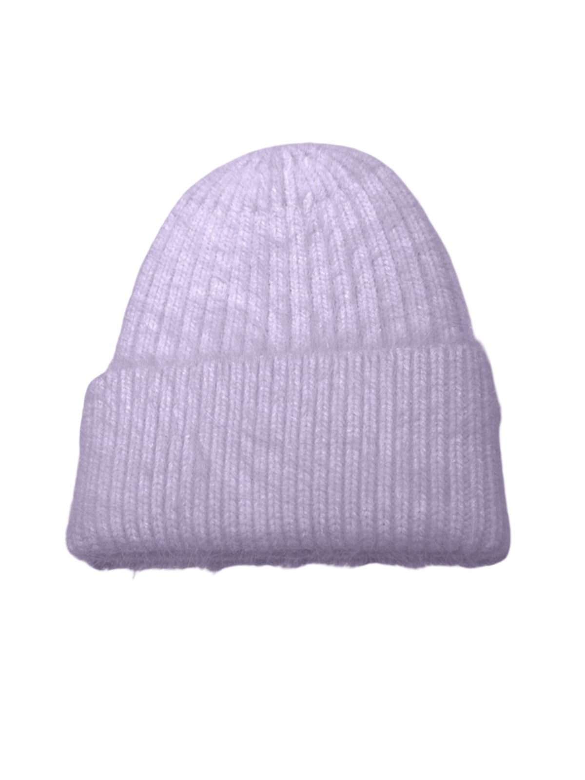 Bonnet tricoté doux, haute densité, poil de lapin angora, chaud et confortable, hiver, mixte, look minimal, style tendance, modèle Moha - Bonnets - Violet