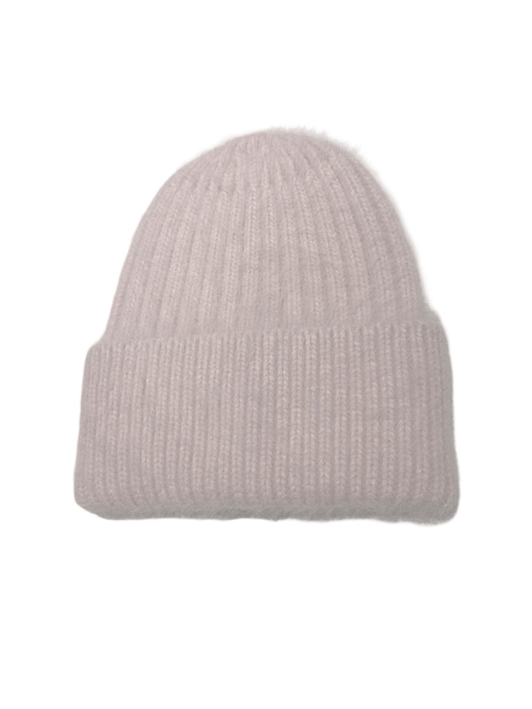 Bonnet tricoté doux, haute densité, poil de lapin angora, chaud et confortable, hiver, mixte, look minimal, style tendance, modèle Moha - Bonnets - Taupe