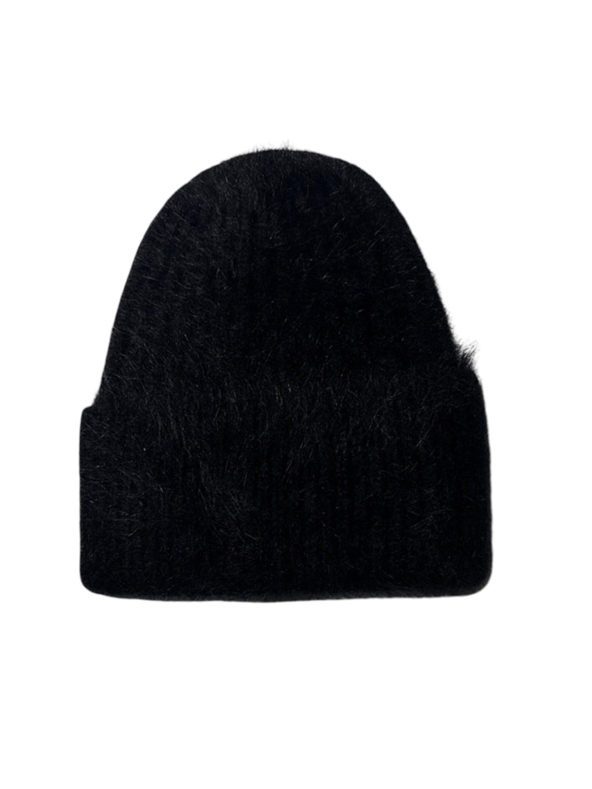 Bonnet tricoté doux, haute densité, poil de lapin angora, chaud et confortable, hiver, mixte, look minimal, style tendance, modèle Moha - Bonnets - Noir