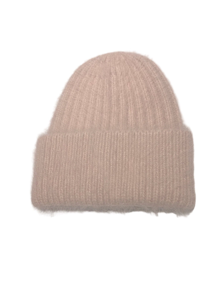 Bonnet tricoté doux, haute densité, poil de lapin angora, chaud et confortable, hiver, mixte, look minimal, style tendance, modèle Moha - Bonnets - Camel