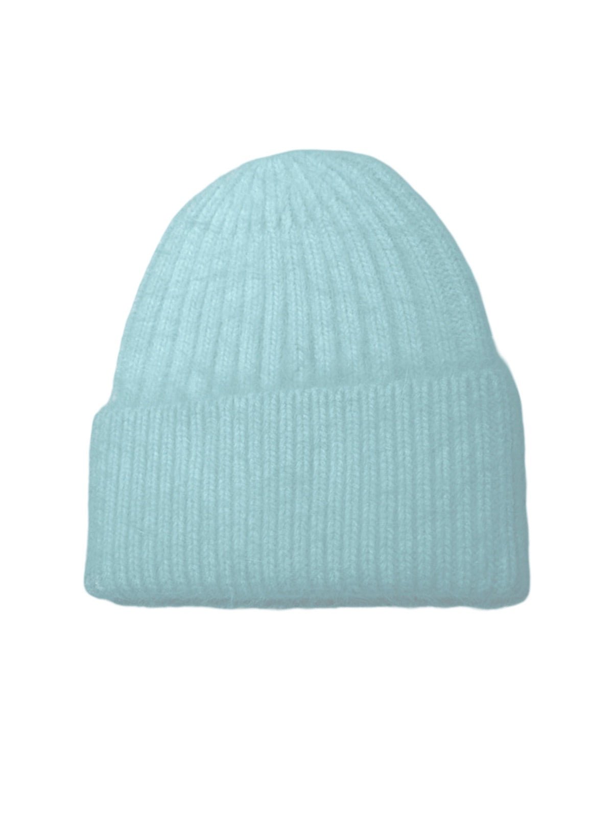 Bonnet tricoté doux, haute densité, poil de lapin angora, chaud et confortable, hiver, mixte, look minimal, style tendance, modèle Moha - Bonnets - Bleu