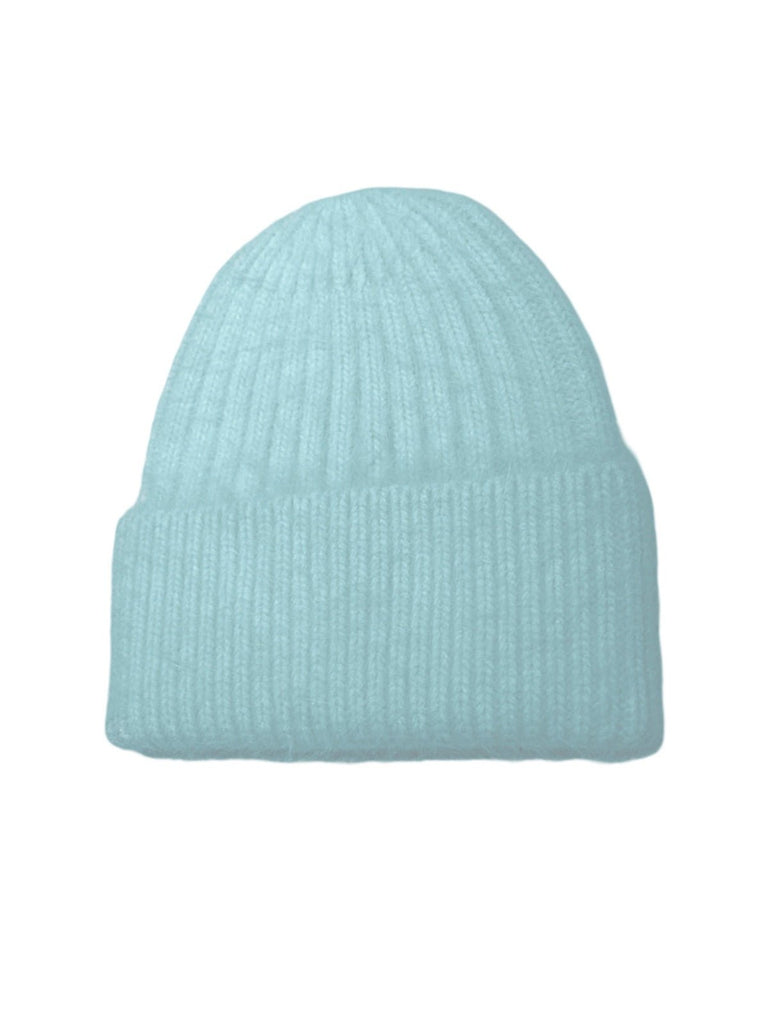 Bonnet tricoté doux, haute densité, poil de lapin angora, chaud et confortable, hiver, mixte, look minimal, style tendance, modèle Moha - Bonnets - Bleu