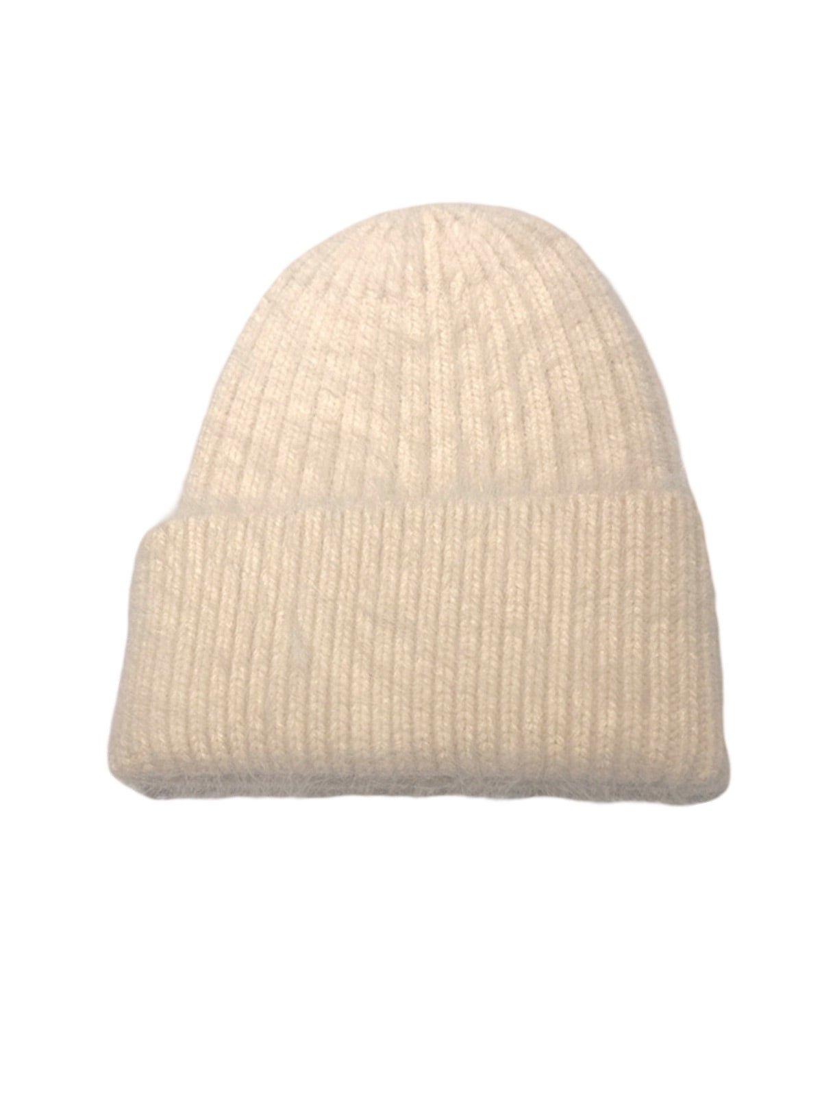 Bonnet tricoté doux, haute densité, poil de lapin angora, chaud et confortable, hiver, mixte, look minimal, style tendance, modèle Moha - Bonnets - Beige