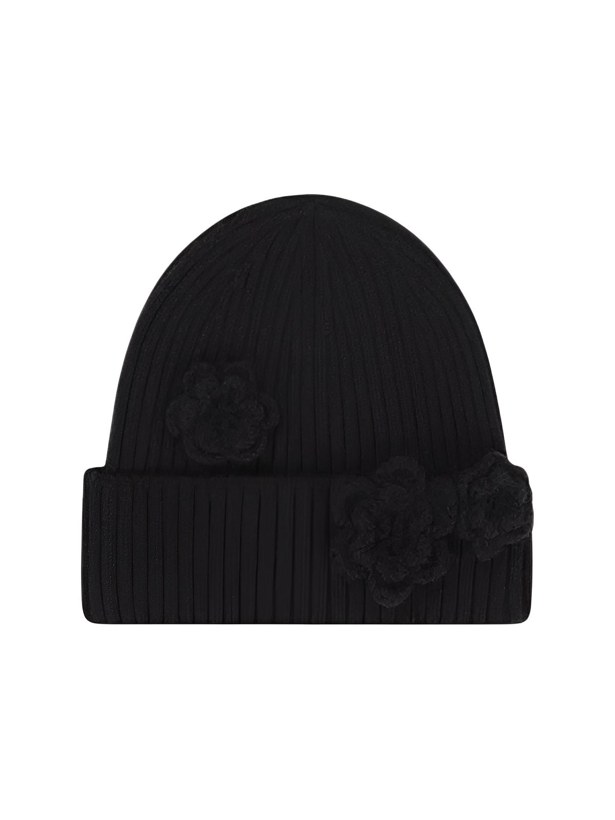 Berretto in maglia inverno donna, con fiore all’uncinetto, berretto morbido e caldo, berretto street style, berretto ragazza di tendenza, modello Gardénia