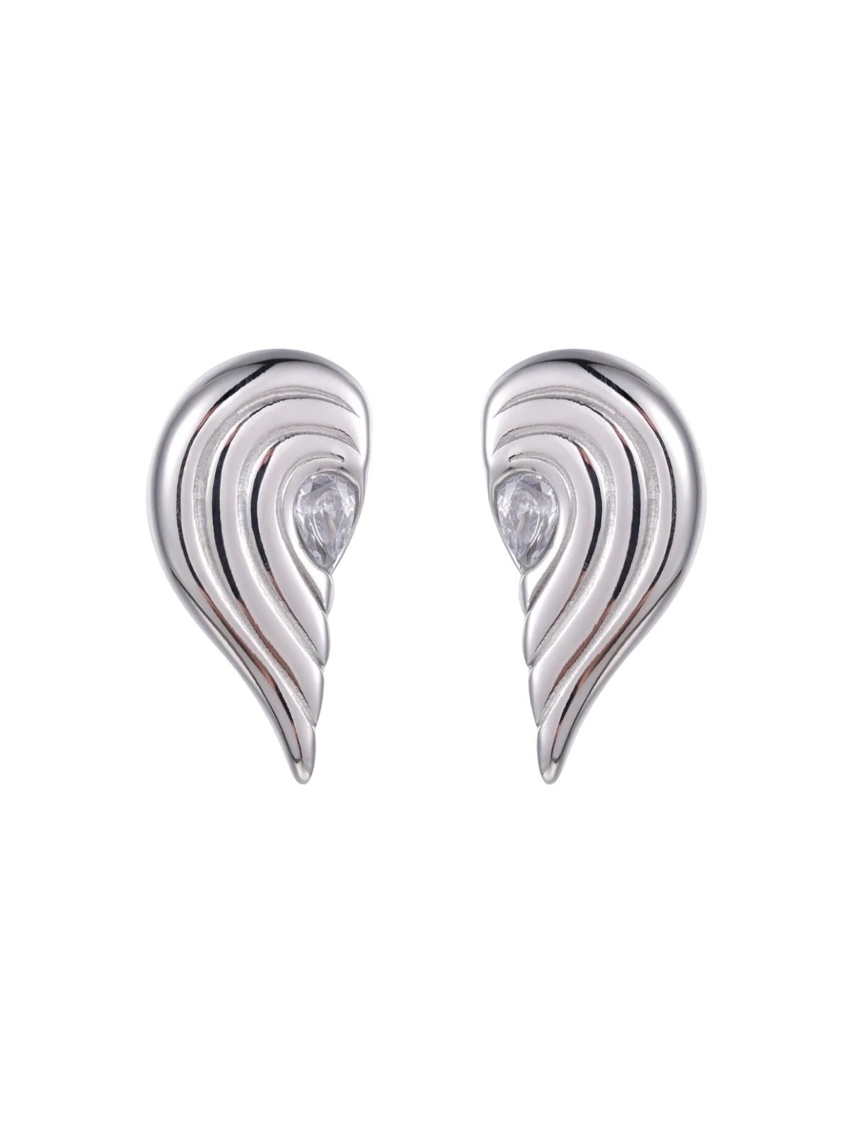 Boucles d'oreilles cœur, design asymétrique, zircon étincelant, acier inoxydable, placage or 18K, modèle Praline - Boucles d'oreilles - Argent