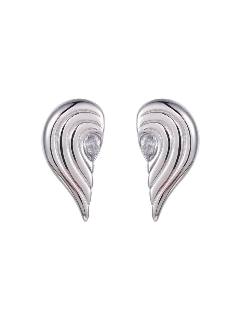 Boucles d'oreilles cœur, design asymétrique, zircon étincelant, acier inoxydable, placage or 18K, modèle Praline - Boucles d'oreilles - Argent