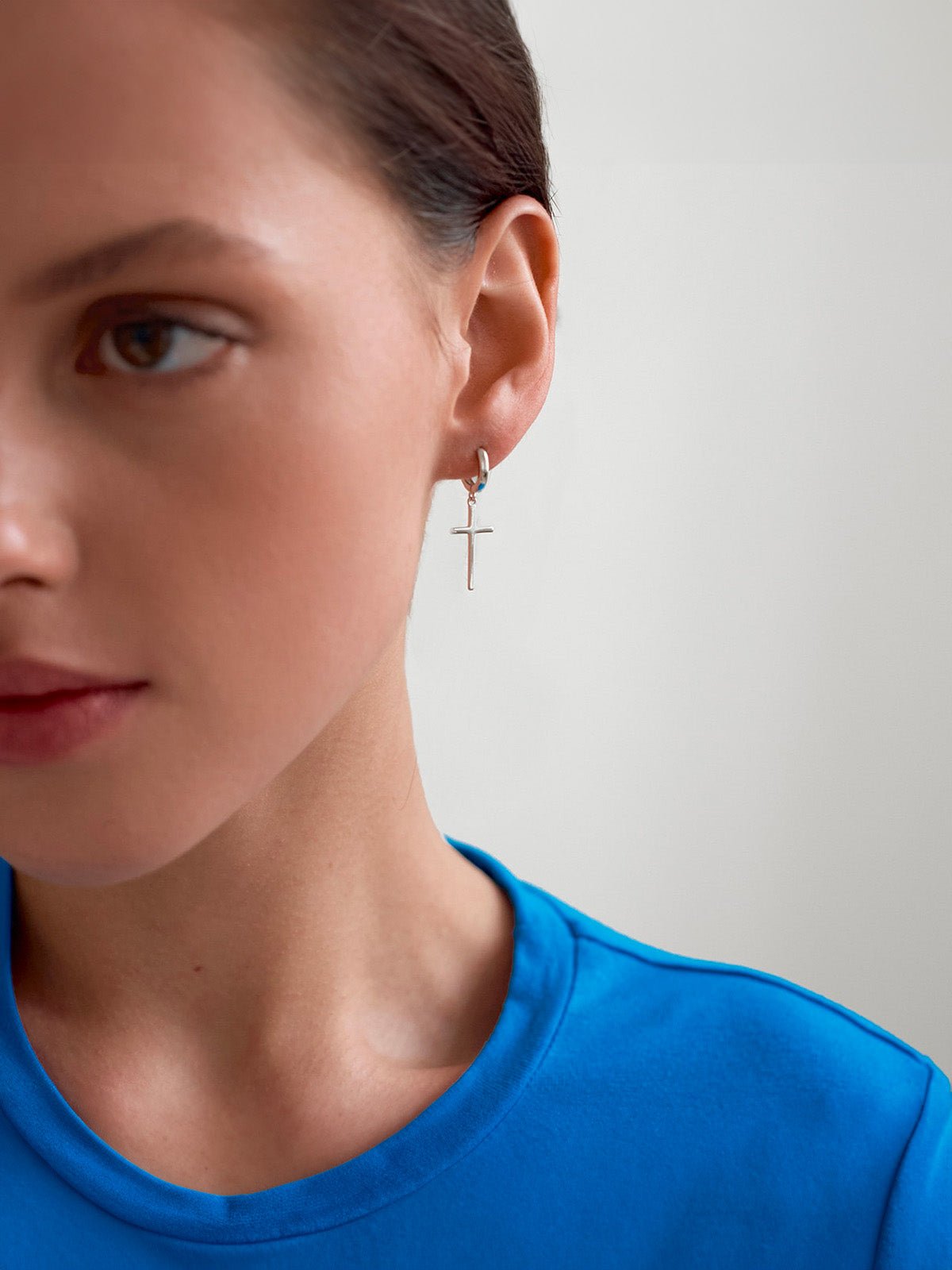 Boucles d’oreilles croix, pendantes inox, style urbain, dorées ou argentées, tendance ins, modèle Lancy - Boucles d'oreilles - Or