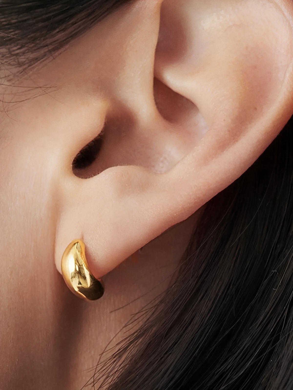 Boucles d'oreilles dorées, acier inoxydable, forme conique, femme, look moderne, modèle Rachelle - Boucles d'oreilles - Or 34 mm