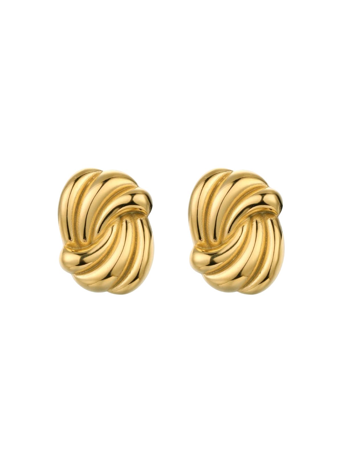 Boucles d’oreilles dorées en acier inoxydable, design géométrique, clip confort, look vintage or, style affirmé, modèle Tamina - Boucles d'oreilles - Or