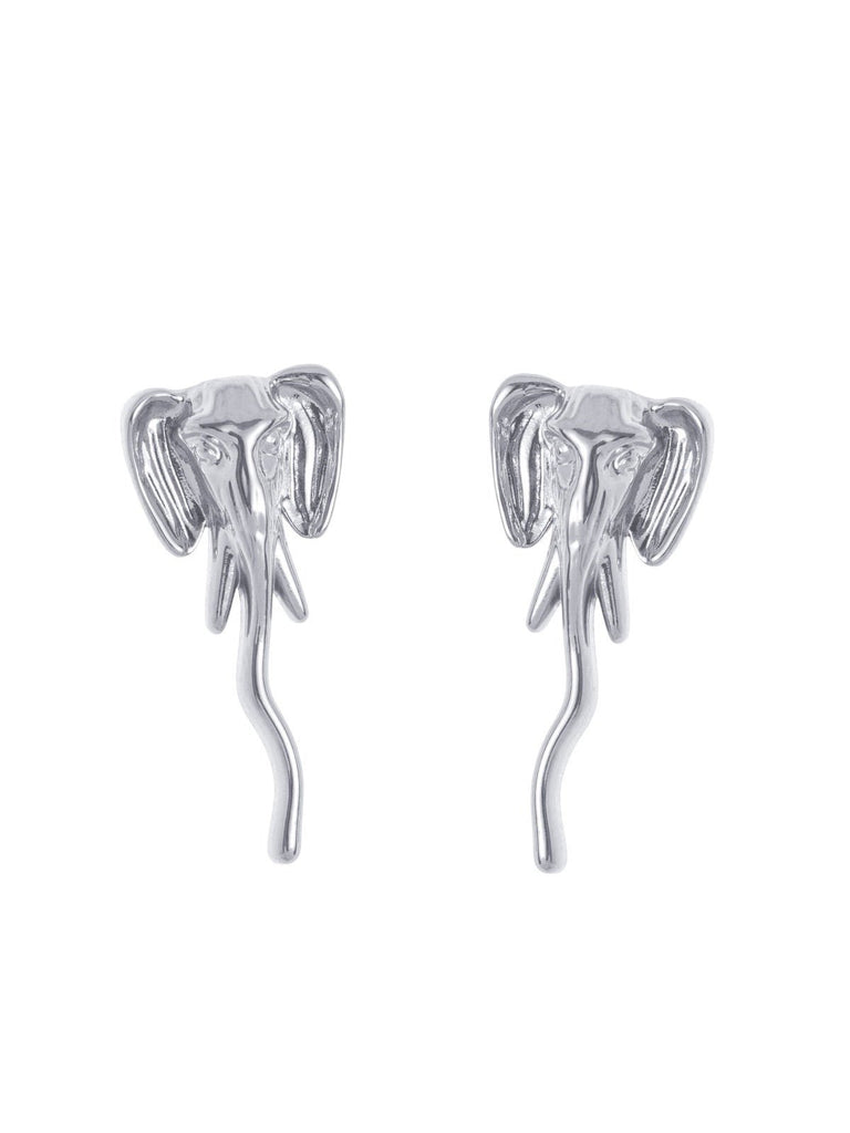 Boucles d’oreilles éléphant, acier inoxydable, plaqué or 18K, design animalier, inspiration Afrique, modèle Babane - Boucles d'oreilles - Argent