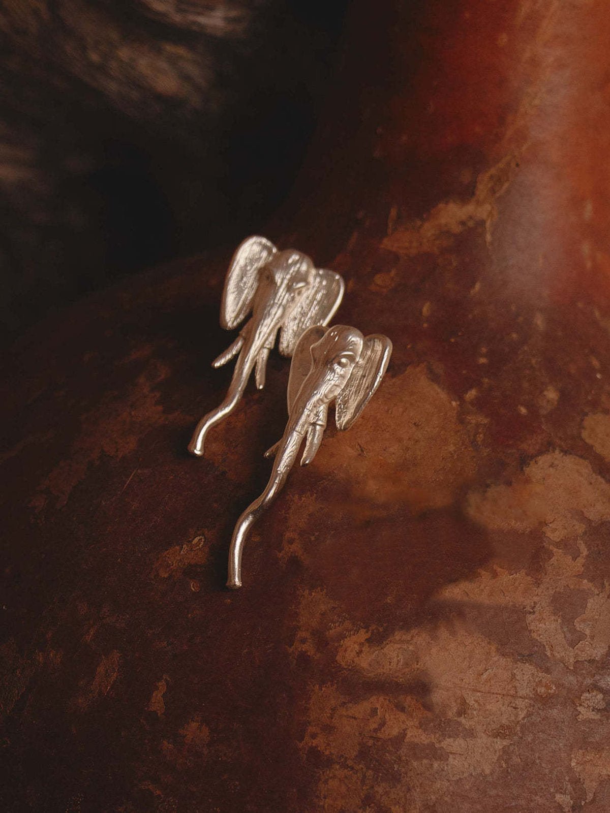 Boucles d’oreilles éléphant, acier inoxydable, plaqué or 18K, design animalier, inspiration Afrique, modèle Babane - Boucles d'oreilles - Argent