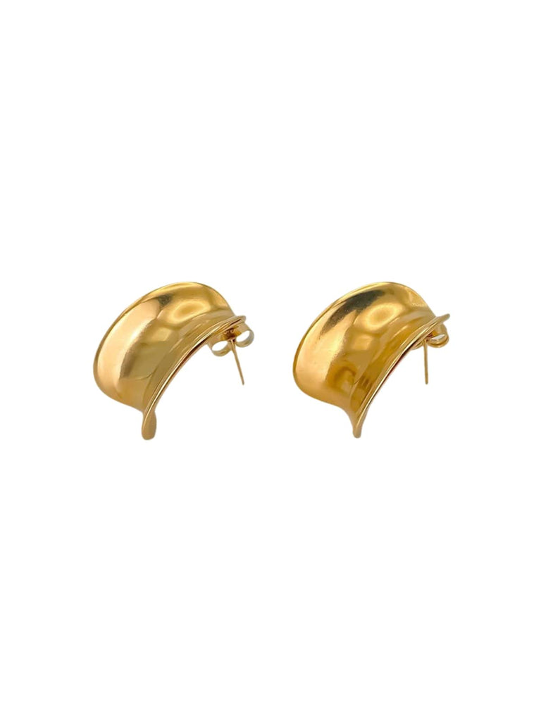 Boucles d’oreilles géométriques femme, acier inoxydable, or 18K, design tendance, modèle Ulyssia - Boucles d'oreilles - Or 55 mm