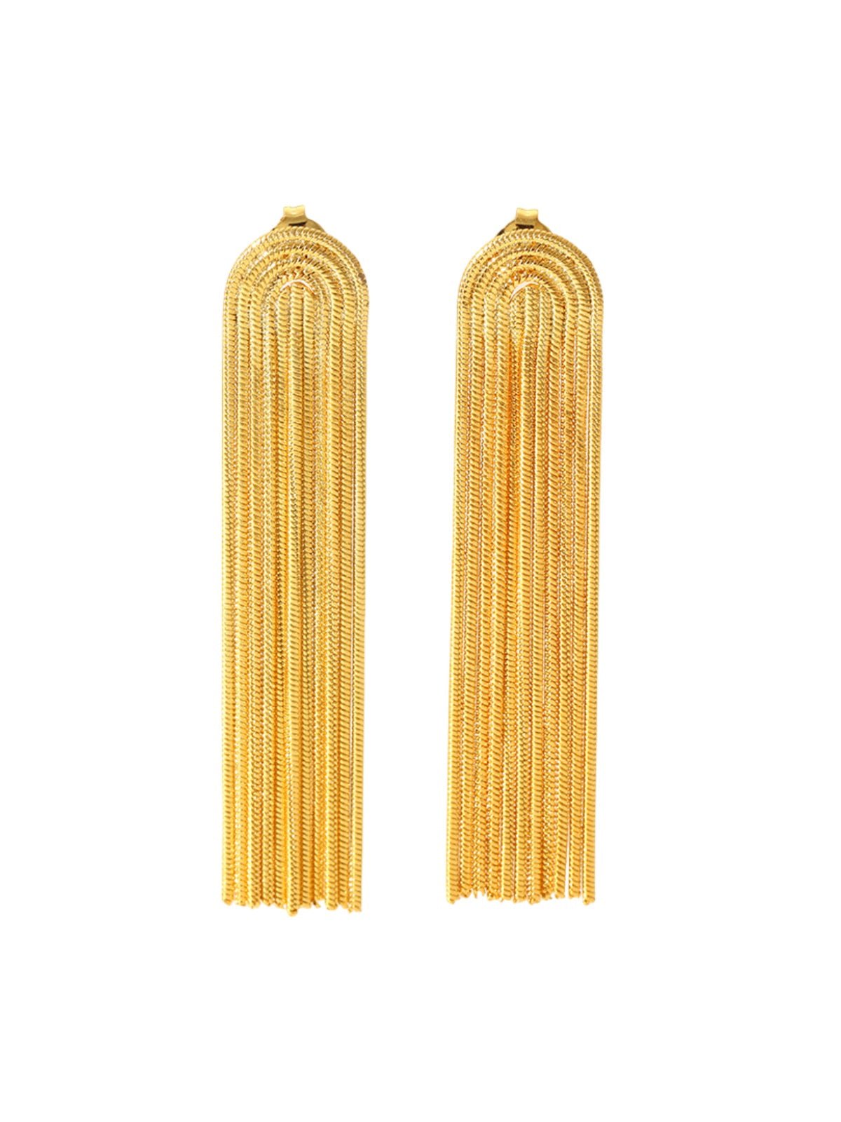 Boucles d’oreilles longues chic, plaqué or 18K, acier inoxydable, style chaîne, anti - allergie, waterproof, modèle Satelyne - Boucles d'oreilles - Or