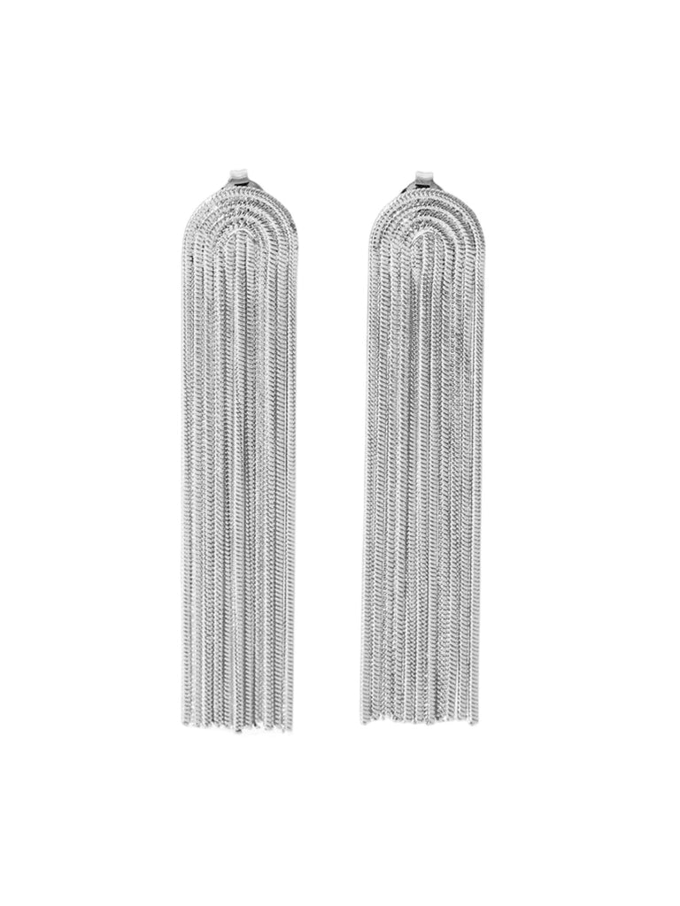 Boucles d’oreilles longues chic, plaqué or 18K, acier inoxydable, style chaîne, anti - allergie, waterproof, modèle Satelyne - Boucles d'oreilles - Argent