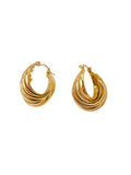 Boucles d’oreilles Mobius, acier inoxydable, plaqué or 18 carats, style géométrique, design contemporain, modèle Urielle - Boucles d'oreilles - Or 27 mm